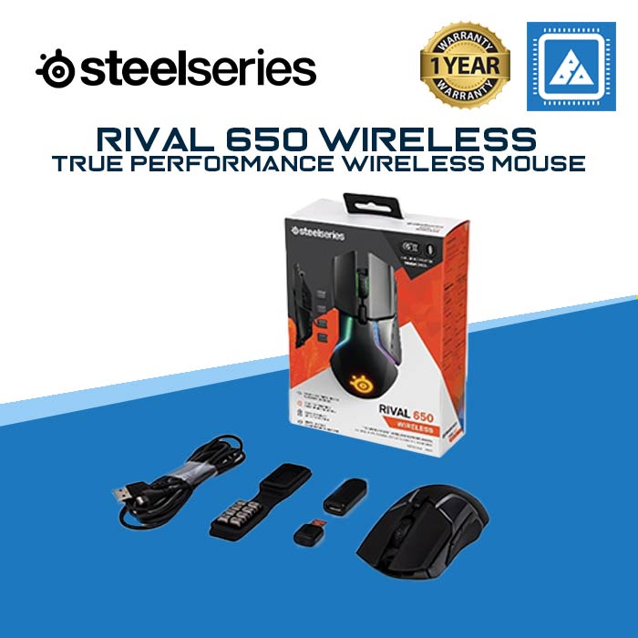 SteelSeries Rival 650 Quantum Wireless Gaming Mouse - Rapid Charging Battery - 12, 000 Cpi Truemove3+ Dual Optical Sensor - Low 0.5 Lift-Off Distance - 256 Weight Configurations - 8 Zone RGB Lighting SteelSeries Rival 650 Quantum Wireless Gaming Mouse - Rapid Charging Battery - 12, 000 Cpi Truemove3+ Dual Optical Sensor - Low 0.5 Lift-Off Distance - 256 Weight Configurations - 8 Zone RGB Lighting